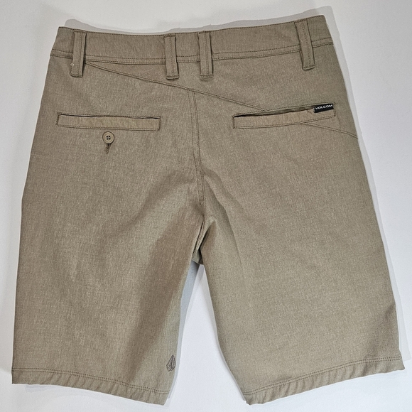 Volcom Mens Shorts Size 28 Beige Khaki Surf‎ & Turf 4 Way Stretch Skater Style - Picture 3 of 6